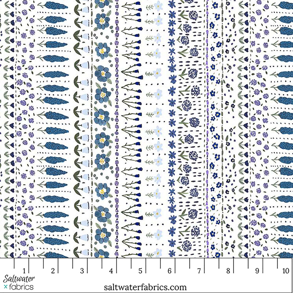 Birdwatch - Floral Stripe in White
