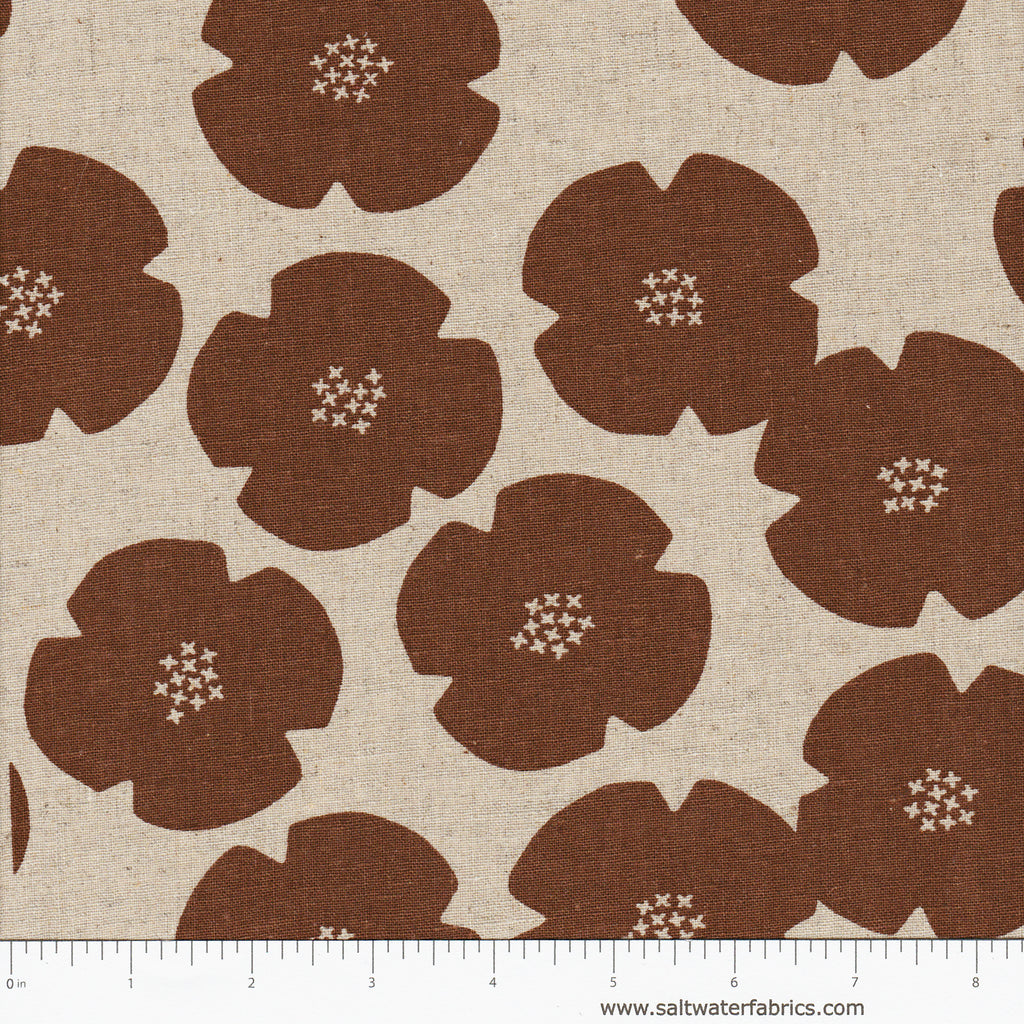 Harmony - Calm Flower in Rust (Linen Cotton)