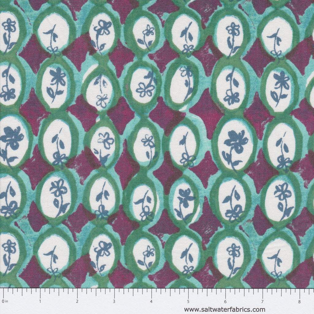 Meadowlark - Floral Circle in Aqua