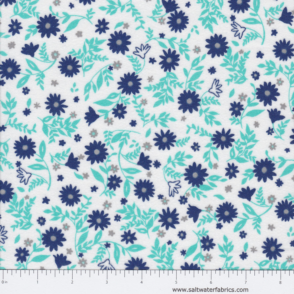 Cozy Cotton Flannel - Floral in Jade