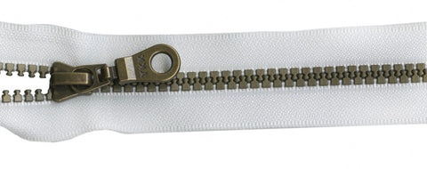 9" Brastique Zipper in White